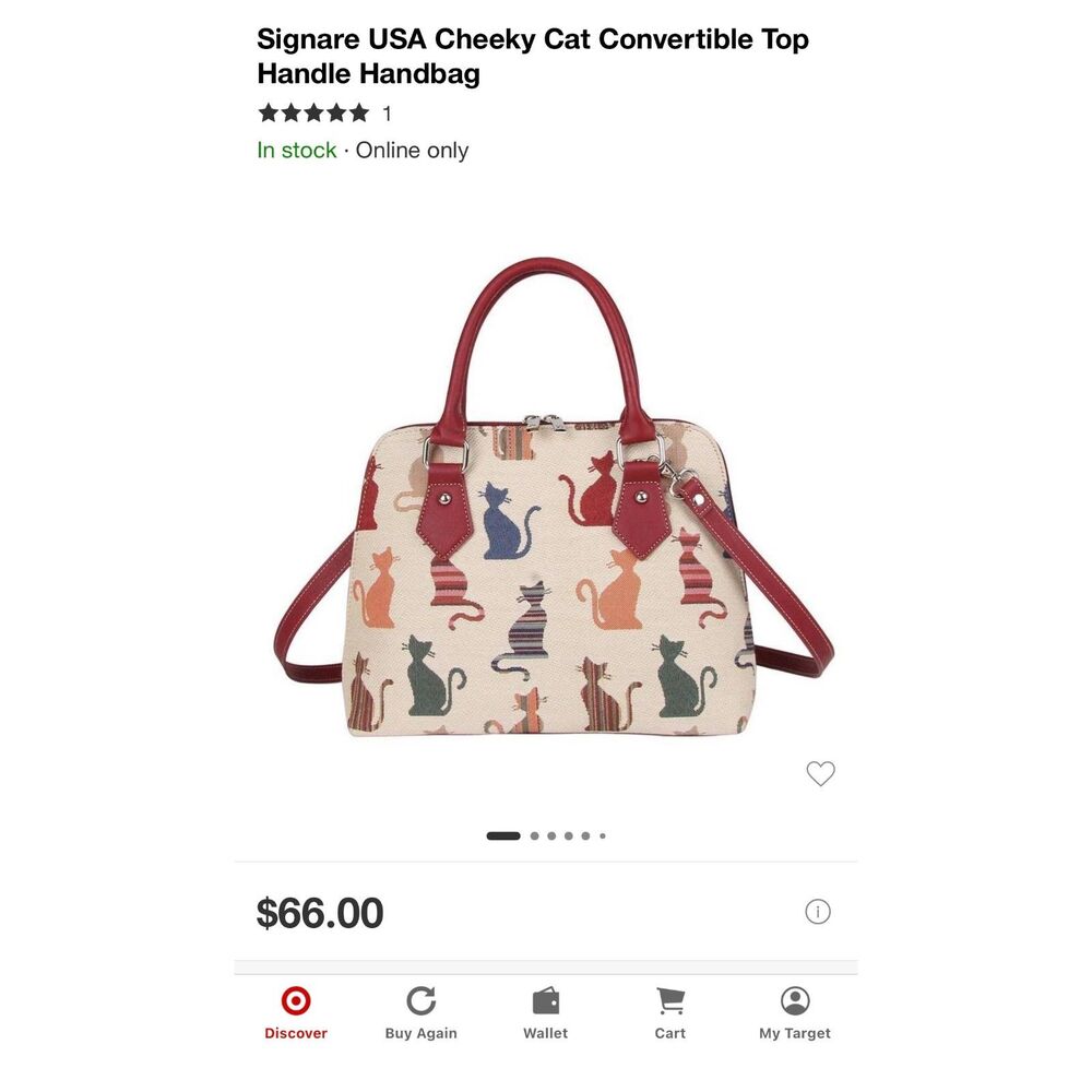Signare Cheeky Cat Tapestry Convertible Satchel Handbag- EUC!